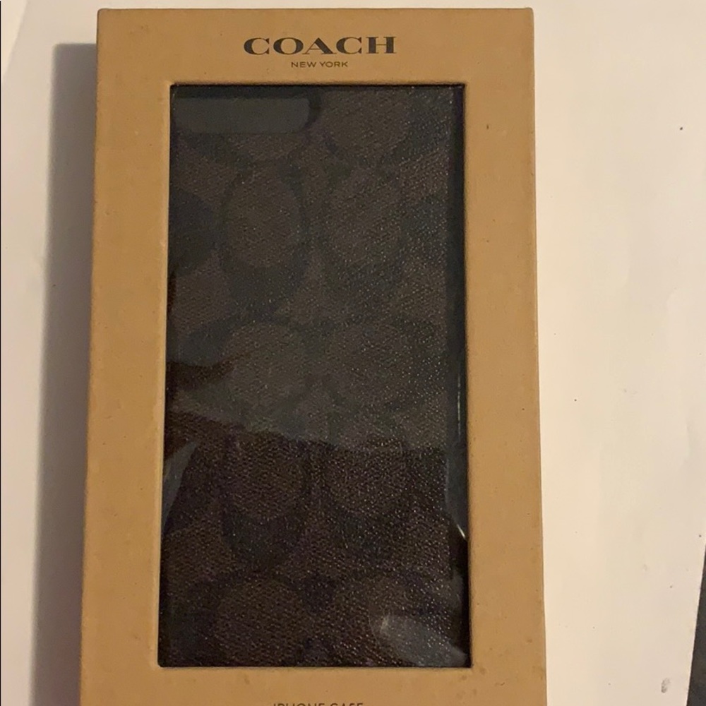 Brown and black authentic coach case iPhone 8+
